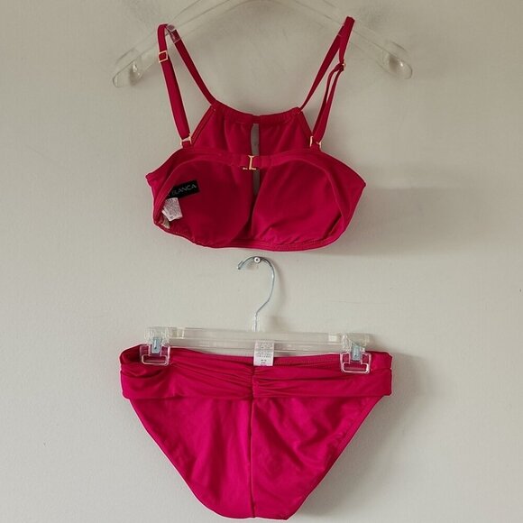 LA BLANCA | Island Goddess High Neck Bikini Top Bottom Set Pink Sz 4 - Picture 3 of 3